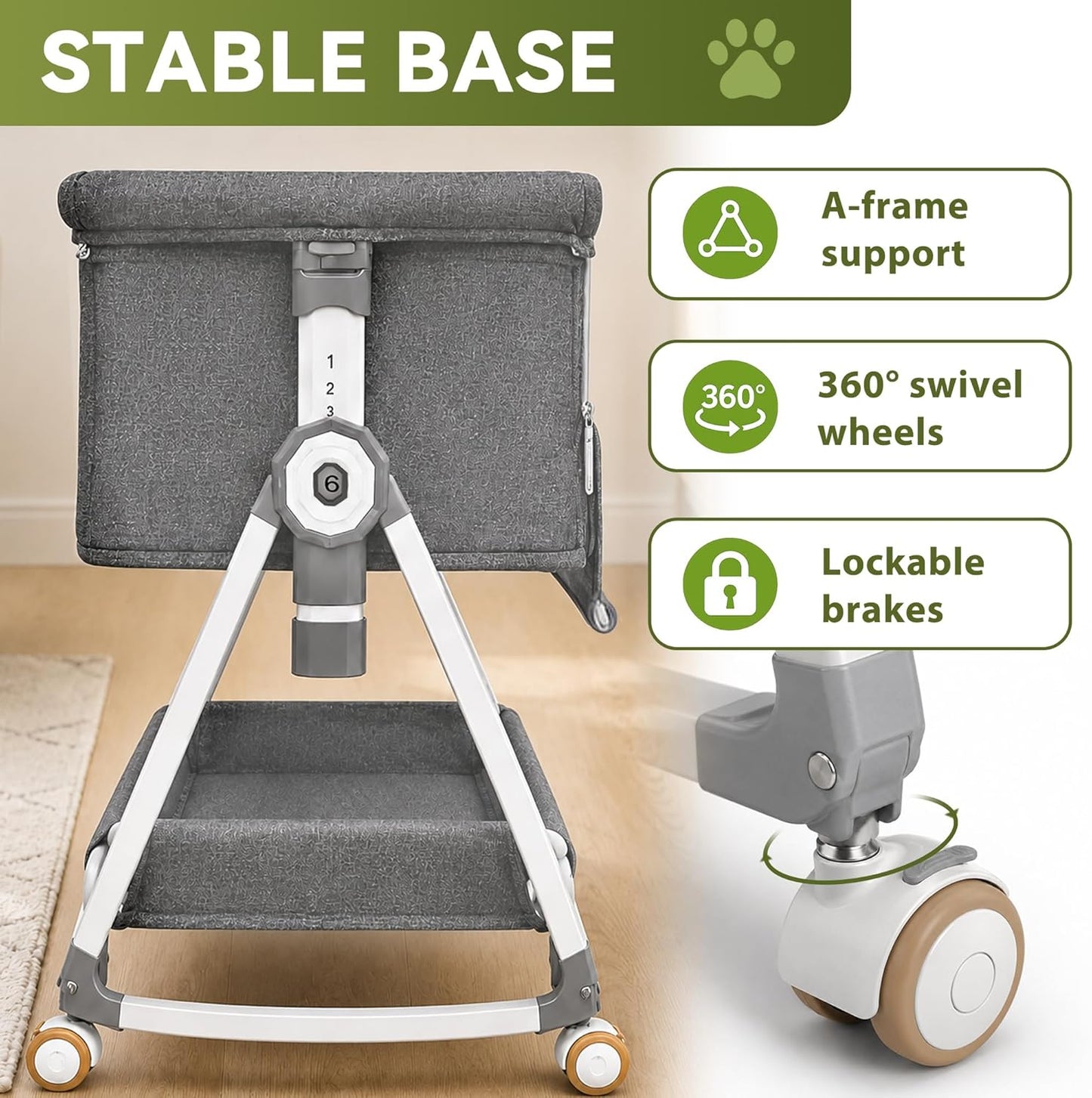 Premium Adjustable Bedside Dog Bed – Elevated Pet Co-Sleeper with Height-Adjustable Frame, Comfortable Bed Extension for Small & Medium Dogs, Fits Beside Human Bed, 34.5" x 20"