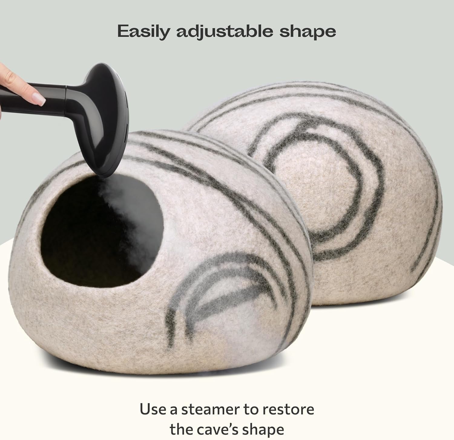 Premium Felt Cat Cave Bed for Indoor Cats – Handmade Merino Wool Cat House, Cozy Enclosed Sleeping Pod, Soft Breathable Pet Bed, Large, Light Gray
